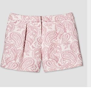 Women's Pink Paisley Print Pleated Shorts